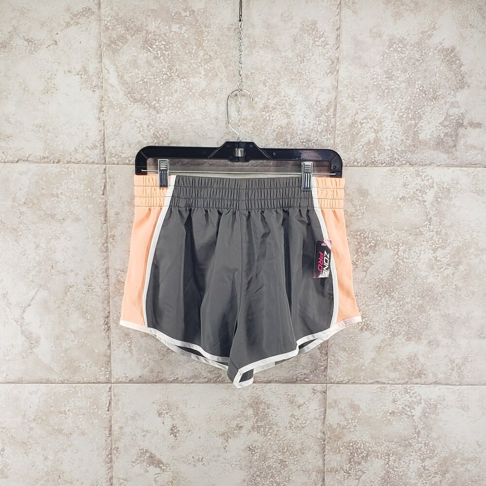 Athletic Elastic Waist Grey Peach Running Shorts Zone Pro Womens Size XL 16